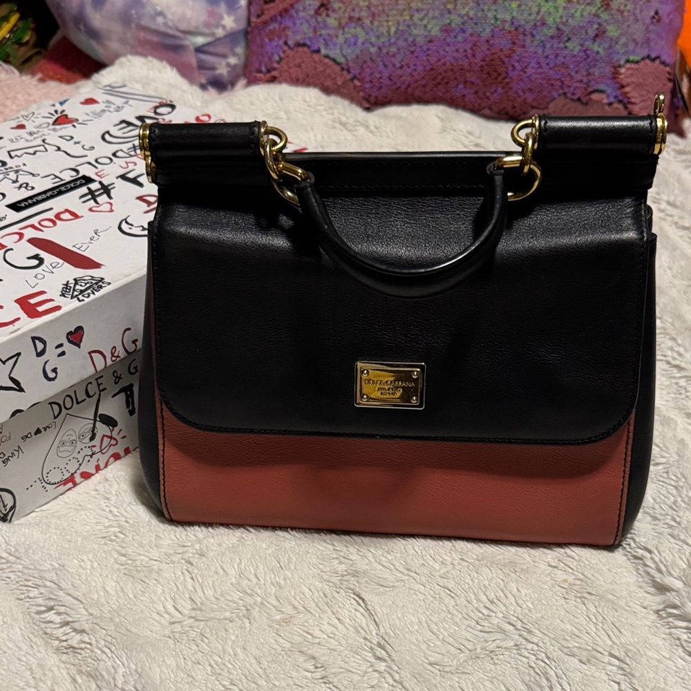 Dolce & Gabbana Sicily Bag – Black & Rose – Box, Dustbag, Strap, Authenticated